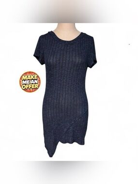 Blue & Grey Asymmetrical Body Con Short Dress - SZ M